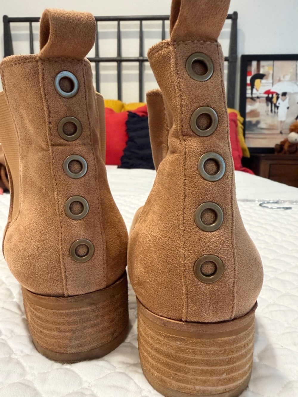 Suede Chelsea Booties - Tan